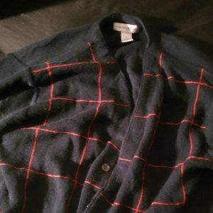 Men windowpane cardigan/V-neck sweater